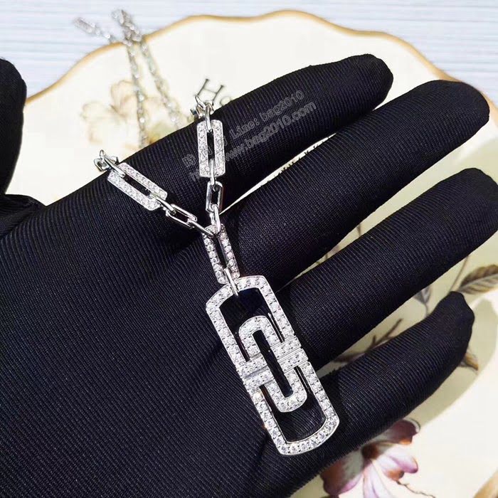 Bvlgari飾品 寶格麗Parentesi高級項鏈 回形符號鑲鑽項鏈  zgbq3256